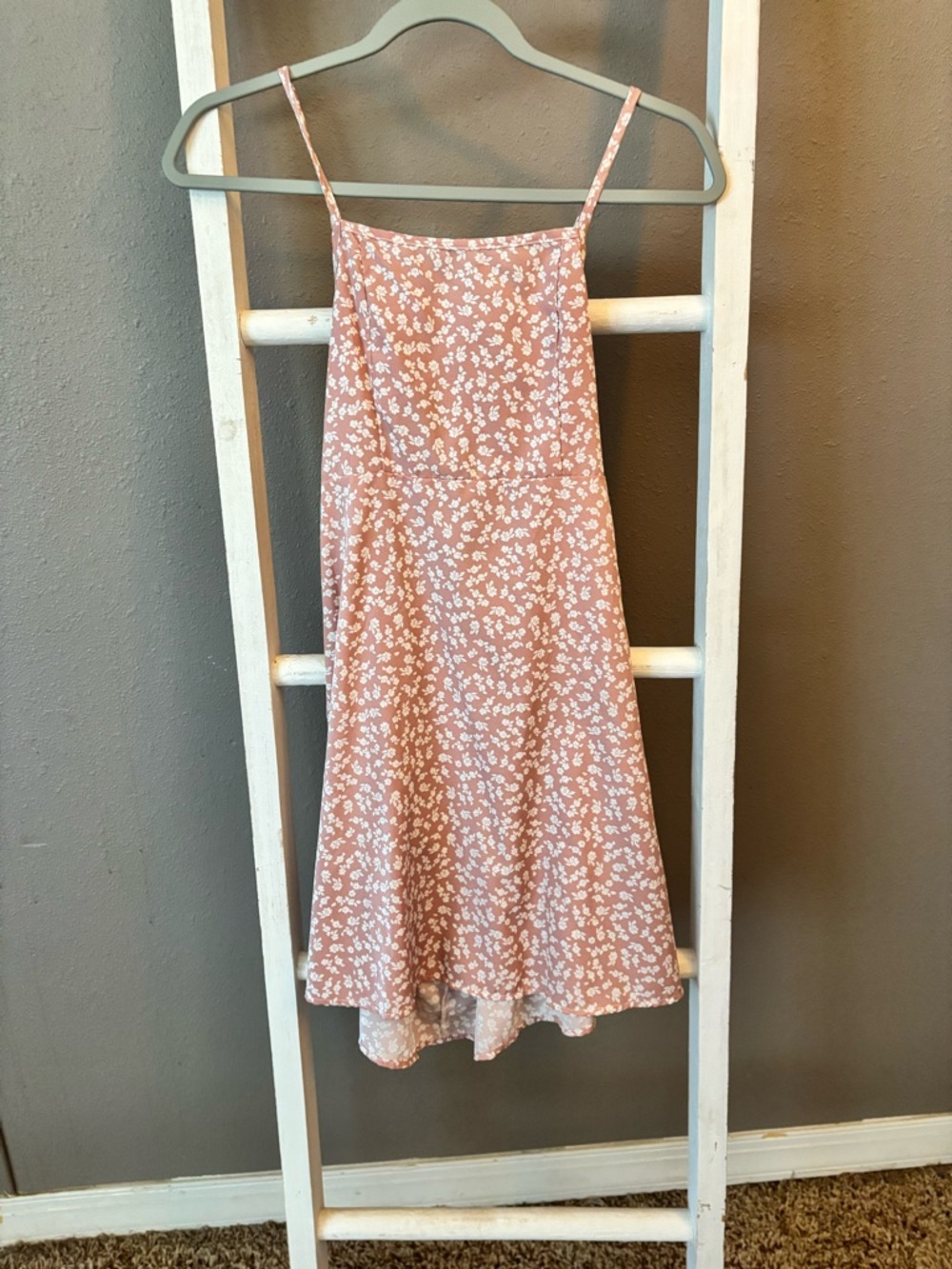 SHEIN Dusty Pink Floral Spaghetti-Strap Dress